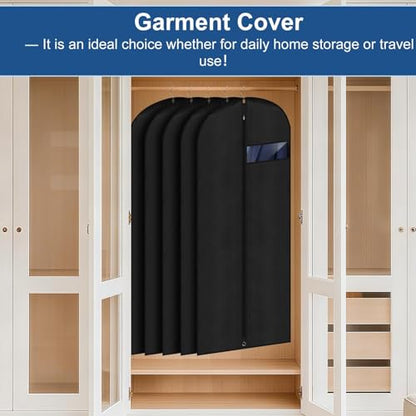 Dress Bags for Gowns,2 PCS 60" Long Dress Garment Bag, Garment Bags for Hanging Clothes,Dress Cover with Clear Window for Women's Coats, Formal Gowns, and Evening Dresses (Black) - size: 24"×60"