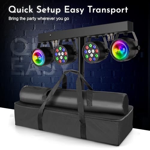 Telbum DJ Disco Lights with Stand, Professional LED Party Light Set, DJ Lighting System DMX512, Sound Activated Stage Lights Package for Gig Bar Wedding Live Band Club Booth Show Events