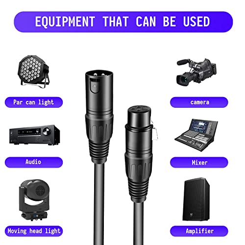 DMX Cable 6.5 ft, 10 Pack Flexible 3 Pin XLR Male Female Cables Wire - color: 6.5FT DMX Cable 10 Pack