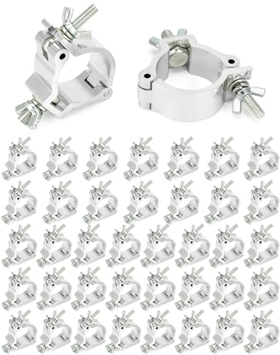 QWORK Truss Clamp, 40 Pack 2 Inch Heavy Duty Aluminum Alloy Lighting Clamp, 220Lbs Load Capacity, Fits 48-52mm OD Tube/Pipe, for Truss, Moving Head Light - color: 40 Pack