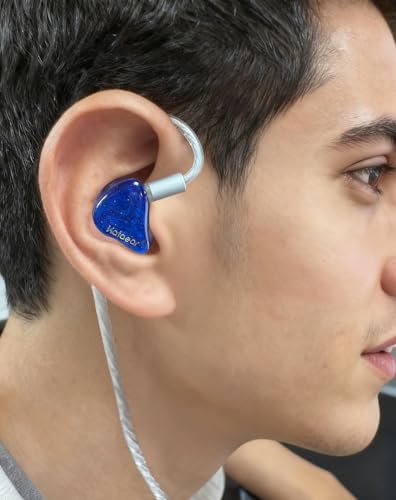 in Ear Monitor Headphones for Musician, 10mm Berryllium Diaphram Dynamic Driver Wired Earbuds with Detachable OFC Silver-Plated Cable for Audiophile DJ Studio Gaming (3.5mm, Blue) - style: 3.5mm