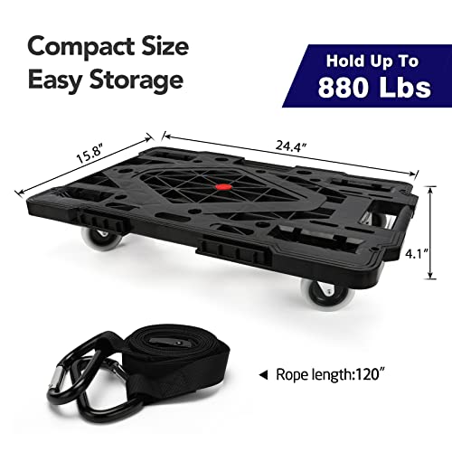 Nellyke Furniture Movers with Wheels, 2 Pack Large Furniture Dolly, 880 Lbs Capacity with 120in Rope, Connectable and Portable Dollies for Heavy Appliance, Black - color: Black/2 Pack-lar