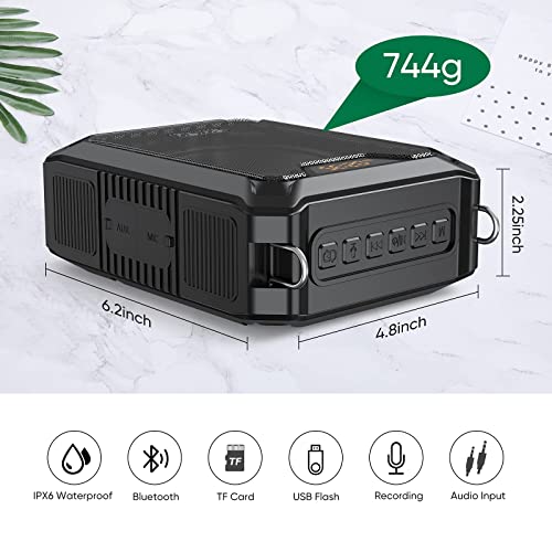 SHIDU 30W Voice Amplifier with Wireless Microphone and Microphone Headset | IPX6 Waterproof Amplifier Wireless & Wired Microphone Bluetooth Speaker Personal Megaphone for Teachers Meeting Outdoors