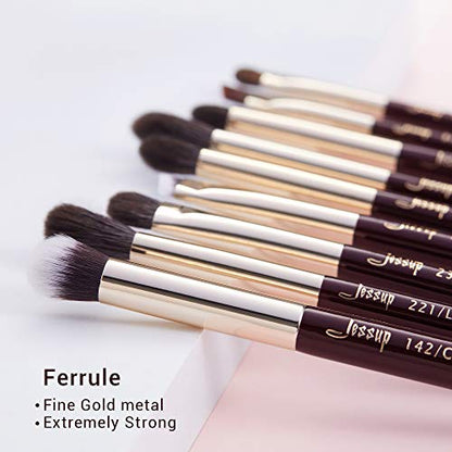 Jessup Eye Makeup Brushes Set 15 Eyeshadow, Eyeliner, Concealer Brush T284 | With Label, Soft Mixed Hair, Seamless Blending & Sharp Definition, Creates Smoky & Natural Eye Looks for Professionals - color: E-Zinfandel