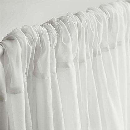 TABLECLOTHSFACTORY 10FT Fire Retardant White Sheer Voil Curtain Panel Backdrop - Premium Collection - color: White, size: 120"W x 120"L (Pack of 1)
