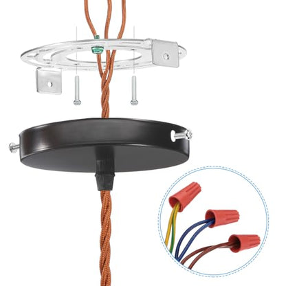 PATIKIL 105mm (4.1") Universal Light Fixture Mounting Bracket Kit, Light Crossbar Round Ceiling Plate with Screw for Wall Lights Ceiling Lighting Pendant Chandelier - size: 105mm