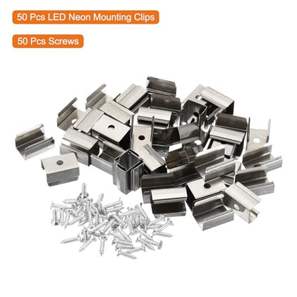 MECCANIXITY Rope Light Mounting Clips, Wall Channel Mounting Holder Accessories for 12mm to 13mm LED Neon Strip, Stainless Steel, Pack of 50 - size: 12mm to 13mm