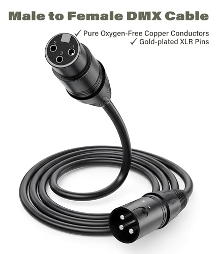 25ft DMX Cable, Flexible 3 Pin XLR Cables, Professional Gold-Plated Male to Female DMX Cables for Stage Lighting Moving Head Lights Audio DJ Equipment (4 Pack)