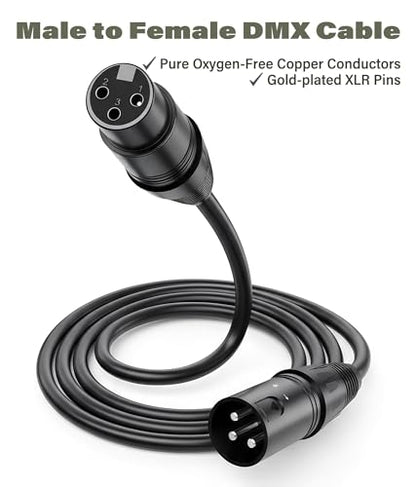 25ft DMX Cable, Flexible 3 Pin XLR Cables, Professional Gold-Plated Male to Female DMX Cables for Stage Lighting Moving Head Lights Audio DJ Equipment (4 Pack)