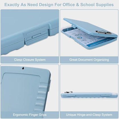 Clipboard with Storage, A4 Binder Nursing Clipboards with Pen Holder, Heavy Duty Storage Clipboards with Low Profile Clip, Clipboard Folder Side-Opening, Smooth Writing Clip Board (Haze Blue) - color: Haze Blue