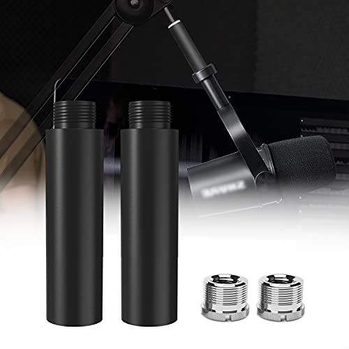 Mic Stand Extension Tube, 5/8" Female to 5/8" Male Microphone Extension Pipe Microphone Stand Extender with 2 Screw Aadpters for Desk Boom Arm Stands, 2Pcs - size: 2 PCS