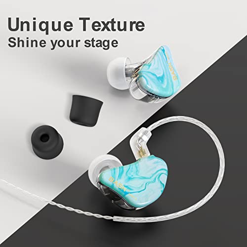 BASN MMCX in Ear Monitor,2DD+1BA Triple Driver Drummers IEM (Bluish White) | Noise-Isolating in Ear Headphones with Deep Bass,Two Detachable Cables,Comfort-fit IEM Earphone for Musicians,Audio Engineers - color: Bluish White