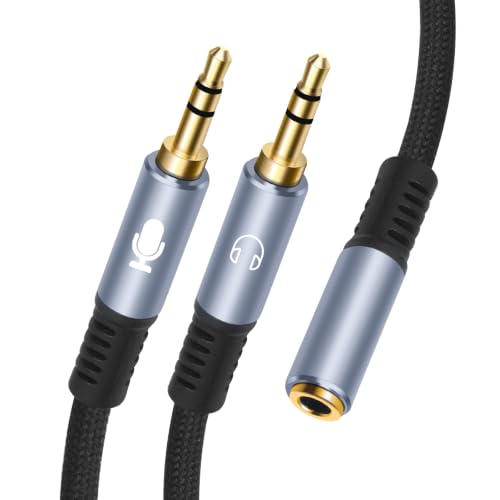 3.3FT 3.5mm Headphone Splitter, 1/8 inches Female to Dual Male Audio Splitter Cable, Stereo Jack Earphones Headset to PC Laptop Adapter, 2-in-1 Y Separator Aux Dongle Converters, for computer - size: 3.3FT, style: 1/8" TRS Stereo Female to Dual Male