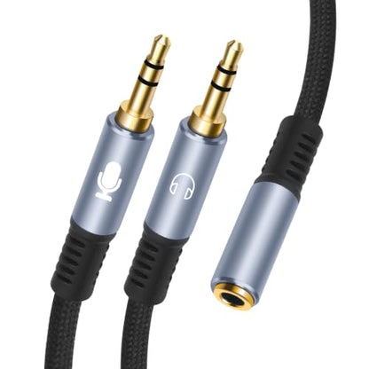 10FT 3.5mm Headphone Splitter, 1/8 inches Female to Dual Male Audio Splitter Cable, Stereo Jack Earphones Headset to PC Laptop Adapter, 2-in-1 Y Separator Aux Dongle Converters, for computer - size: 10FT, style: 1/8" TRS Stereo Female to Dual Male