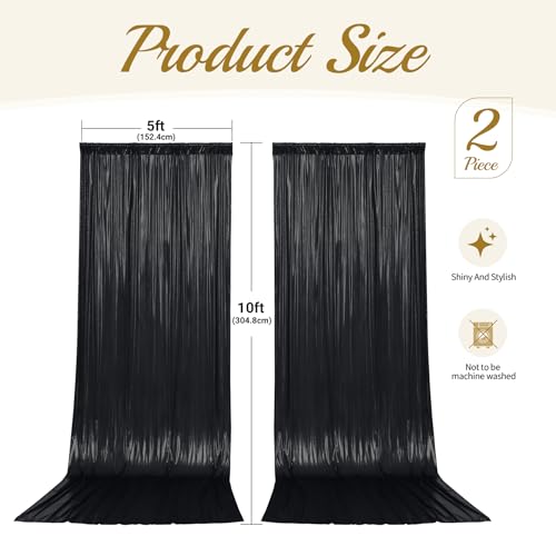 10x10ft Black Backdrop Curtains Glitter Sequin Photo Backdrop Curtain Fabric Black Shimmer Drapes Backdrop Bridal Baby Shower Wedding Birthday Party Photography Backdrops Photoshoot 5x10FT, 2 Panels - color: Black, size: 10 ft X 10 ft(2 Panels 5ft X 10ft)