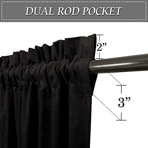 RYB HOME Extra Long Velvet Curtains 108 inches Long, High Ceiling Curtains | Thermal Insulated, Room Darkening, Privacy UV Protection, Loft Apartment Living Room, Black, W52 x L108, 2 Panels - color: Black, size: 52"W x 108"L (Pack of 2)
