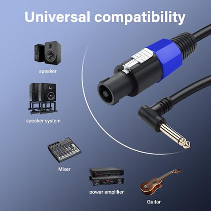 SinLoon Speakon to 1/4" Speaker Cable 22AWG Speakon Male to 90 Degree 6.35mm TS Male Audio Cord 1.6FT Twist Lock Speakon to 1/4" Mono Audio Cable for Speaker Guitar Amplifier (0.5m/6.35mm Male)