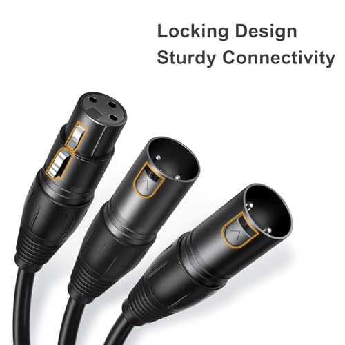 Balanced XLR Splitter Dual XLR Male to 1XLR Female XLR Y-Split Patch Cable | 2XLR to 1XLR 3Pin Microphone Splitter for Studio Preamp,Equzalizer, Speaker, Patch Bay, Studio Harmonizer, 1-feet - size: 1 Female XLR to 2 Male XLR, style: 2 Pack