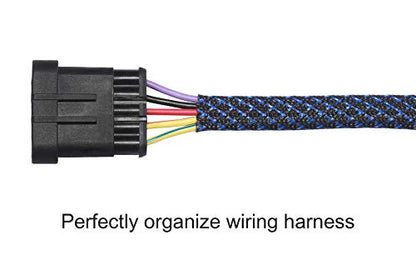 25ft - 1/4 inch PET Expandable Braided Sleeving – BlackBlue – Alex Tech Braided Cable Sleeve - color: Blackblue, size: 1/4"-25ft