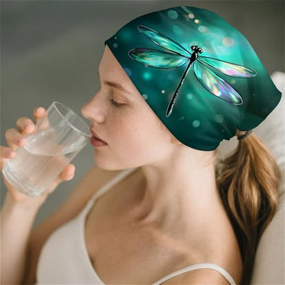 Art Owl Women's Slouchy Beanie Hat Cute Turban Hats Cancer Headwear Caps Baggy Skull Sleep Scarf - color: Green Dragonfly