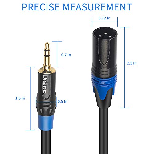 3.5mm to XLR Cable, Unbalanced 1/8 inch Mini Jack TRS Stereo Male to XLR Male Microphone Audio Cable - 3.3 FT - size: 3.3 FT