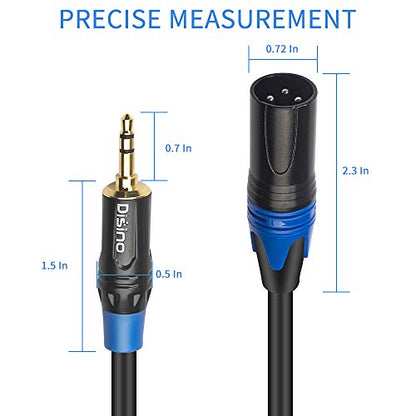 3.5mm to XLR Cable, Unbalanced 1/8 inch Mini Jack TRS Stereo Male to XLR Male Microphone Audio Cable - 3.3 FT - size: 3.3 FT