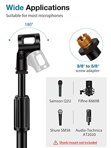 InnoGear Mic Stand Boom Arm Detachable Microphone Stand Floor for Blue Yeti | Tripod Base, Boom Arm, Height Adjustable, Work with Wireless Mics, Heavy Duty, Stable on Carpet, Portable, Floor, For Singing
