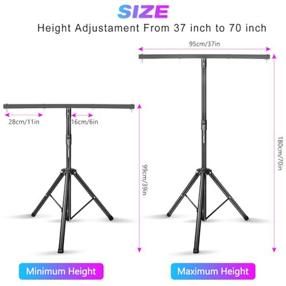U`King Products Dj Light Stand, Light Stand Tripod, Pro Audio DJ Lighting Tripod, Affordable Metal Stand with Crossbar, T-Bar Lighting Stand (39-70 inch)-4Stand
