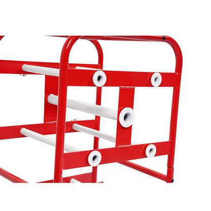 15X17X31" Wire Spool Holder Cart, Portable Wire Rack Dispenser with | Wheel, Display & Storage for Electrical Industrial & Retail Use - 10 Rods Red Powder Coated - color: Red
