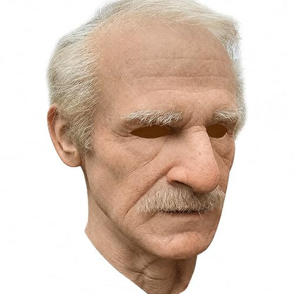 Realistic Old Man Mask for Adults, Elderly Grandpa Full Head Halloween Costume Mask for Cosplay and Costume Party