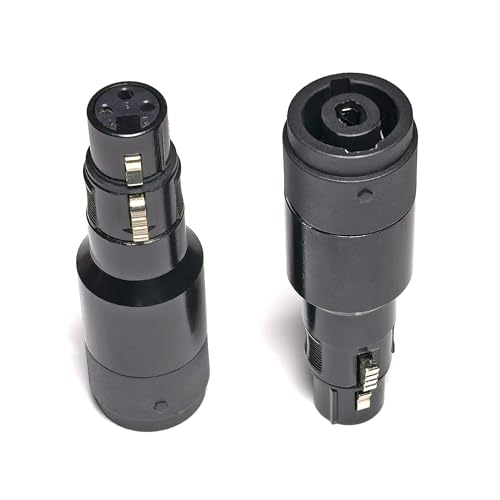 WJSTN XLR to Speakon Adapter, Black, Professional 3-Pin Female to Female Connector, 2 Pack, for PA Systems, DJ Equipment, Amplifiers, Mixing Consoles (XLR Female to Speakon Female) - style: XLR Female to Speakon Female