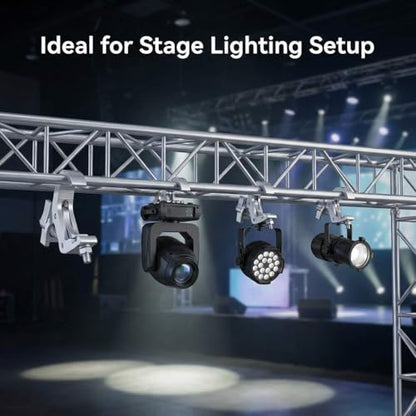 QWORK Aluminum Stage Light Truss Clamp 10 Pack, 1.18" to 1.97" Fit, 330lb Load for DJ Booth, Theatrical Rig & Event Setup
