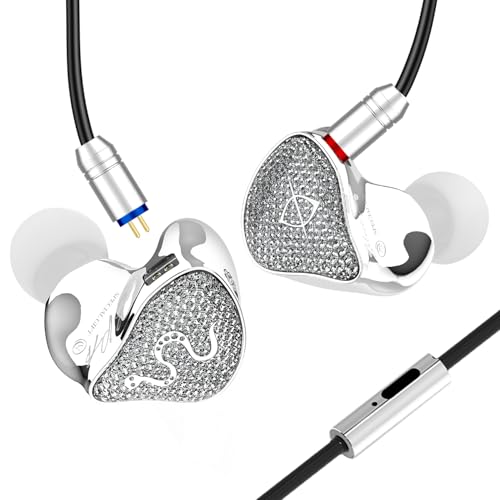 SPA-SG in Ear Monitor Headphones,EarAcoustic Audio 10MM PEEK+PU Composite Diaphragm Inner-Magnet DD HiFi in Ear Earphones,Crystal Diamond Surface IEM with Mic for Singers/Musicians/Audiophile - style: with Mic