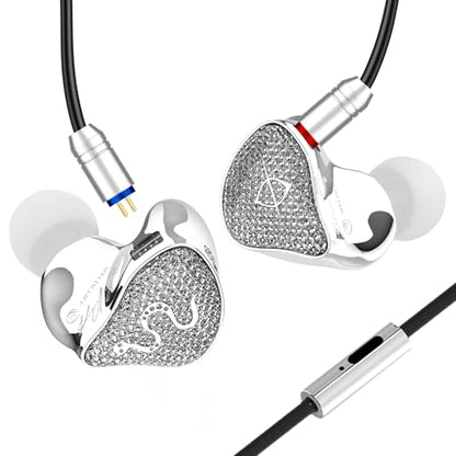 SPA-SG in Ear Monitor Headphones,EarAcoustic Audio 10MM PEEK+PU Composite Diaphragm Inner-Magnet DD HiFi in Ear Earphones,Crystal Diamond Surface IEM with Mic for Singers/Musicians/Audiophile - style: with Mic