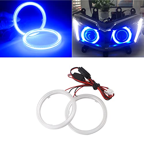 Qasim 1-Pair Blue 80MM 63SMD COB LED Halo Ring Angel Eyes with lampshade Cover Led DRL Fog Light Lamp 12V 24V - size: 80MM-blue