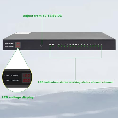1U 12V 20A 18-Channel Rack Mount Power Supply