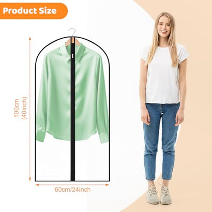 2 Pack Clear Garment Bags, 24 x 40 In, Peva Suit And Dress Covers | Waterproof Peva, Full Clear Design, Dust Protection, Reusable, For Suits, Dresses, Coats, Home And Travel - color: Full Clear with Black Edge, size: 40in *2