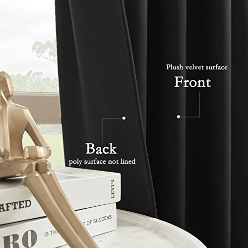 Timeper Blackout Velvet Curtains - Light Blocking Black Velvet Drapes Heat Insulated Privacy Assured for Basement, Hallway, Living Room, Black, W52 x L72, 2 Panels - color: Black, size: 52"W x 72"L (Pack of 2)
