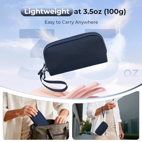 FYY Travel Cable Organizer - 8 Compartments, Lightweight, Water Repellent - color: Navy, size: (S) 8.1"× 4.7"× 2.9"