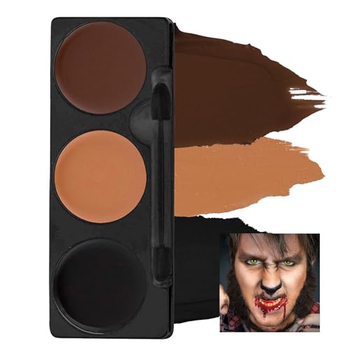 Mehron Makeup Tri-Color Halloween Makeup Palette - WEREWOLF | 12 Shades of Mehron Greasepaint in 1 Easy to Use Palette. Perfect for Quick Costume Looks. Cruelty Free & Made in the USA. - color: Werewolf