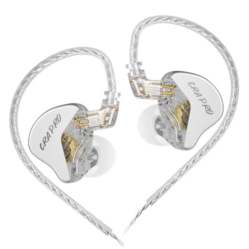 CCA CRA PRO in Ear Monitor Headphones, Ultra-Thin DLC Diaphragm Dynamic Driver Gaming Earbuds, Clear Sound & Deep Bass, IEMS for Singer Musicians Drummers DJ - color: Crystal, style: Without Mic