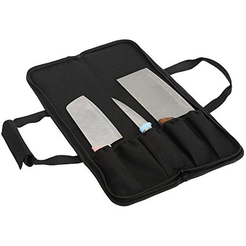 Tosnail 5 Slots Chef Knife Case Roll Bag with Easy Carry Handle - Yellow Line - size: 19" x 5.5" x 1"