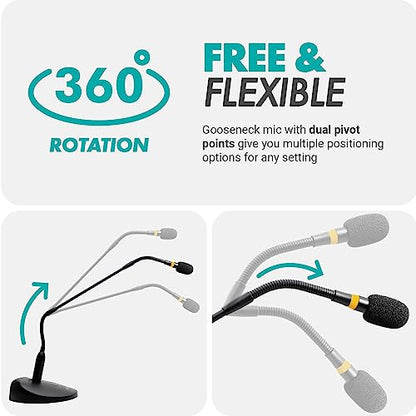 Movo GM-9 Professional 18-inch Gooseneck XLR Podium Microphone for Lectures, Conferences, Streaming, and Video Meetings (Pack of 2) - size: 64 cubic inches (Pack of 2)