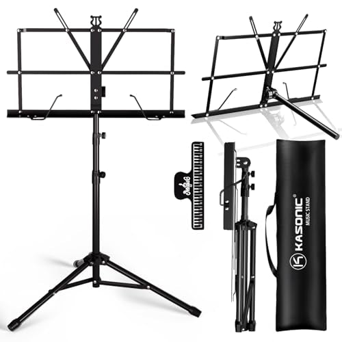 K KASONIC Music Stand, 2 in 1 Folding Sheet Music & Book Stand With Bag - color: 1 Pack Black