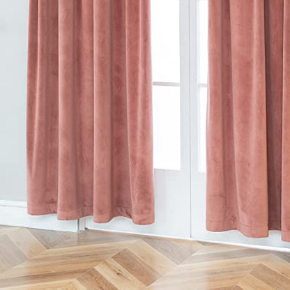 PLEASANT BOULEVARD Canyon Rose Pink Velvet Curtains 63 inch Long Heavyweight Blackout Curtains Rod Pocket Thermal Insulated Darkening Window Drapes for Bedroom Living Room, W52 x L63, 2 Panels - color: Canyon Rose, size: 52"W x 63"L (Pack of 2)