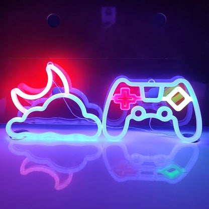 JYWJ Cloud Moon LED Neon Signs Desktop Wall Decoration Light | USB or Battery Powered, 3-AA Battery Option, Party Decoration, Business Decor Use, Desktop & Wall Mount - style: Cloud Moon