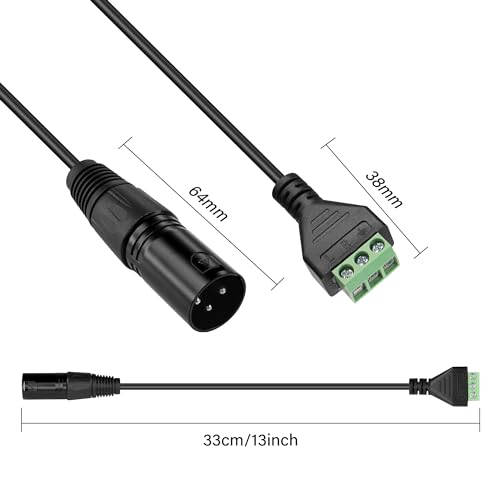 GINTOOYUN XLR Cable 3 Pin XLR Male to 3 Pin Terminal Converter Adapter Cable for Speakers,Microphone,Sound Equipments,Live Performance & Recording(33cm) - style: Male