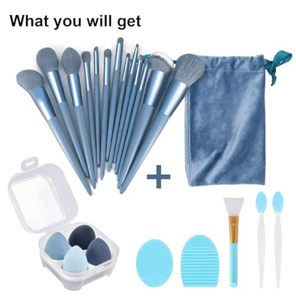 Koccido Makeup Brushes 22 Pcs Makeup Kit,Foundation Brush Eyeshadow Brush Make up Brushes Set (Blue, 22 Piece Set Large) - color: Sky-blue, size: 22 Piece Set Large