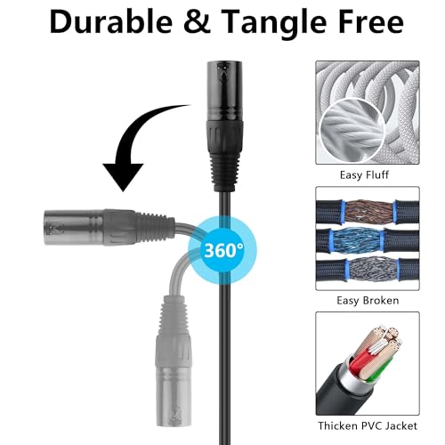 GINTOOYUN 5 Pin XLR to RJ45 Adapter Cable - 2 Pack DMX XLR 5 Pin Male to RJ45 Male Connector Extension Cable - 30CM/11.8in for Amplifiers, Mixers, KTV Equipment, Lighting and Sound