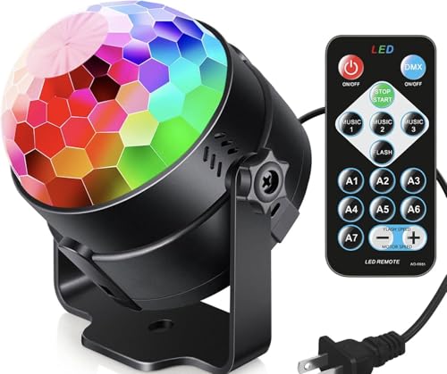LED Party Light, Sound Activated with Remote Control, 7 Color Modes, 3.27-inch
